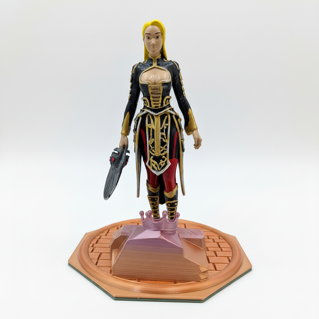 Shaman girl  with black steel armour