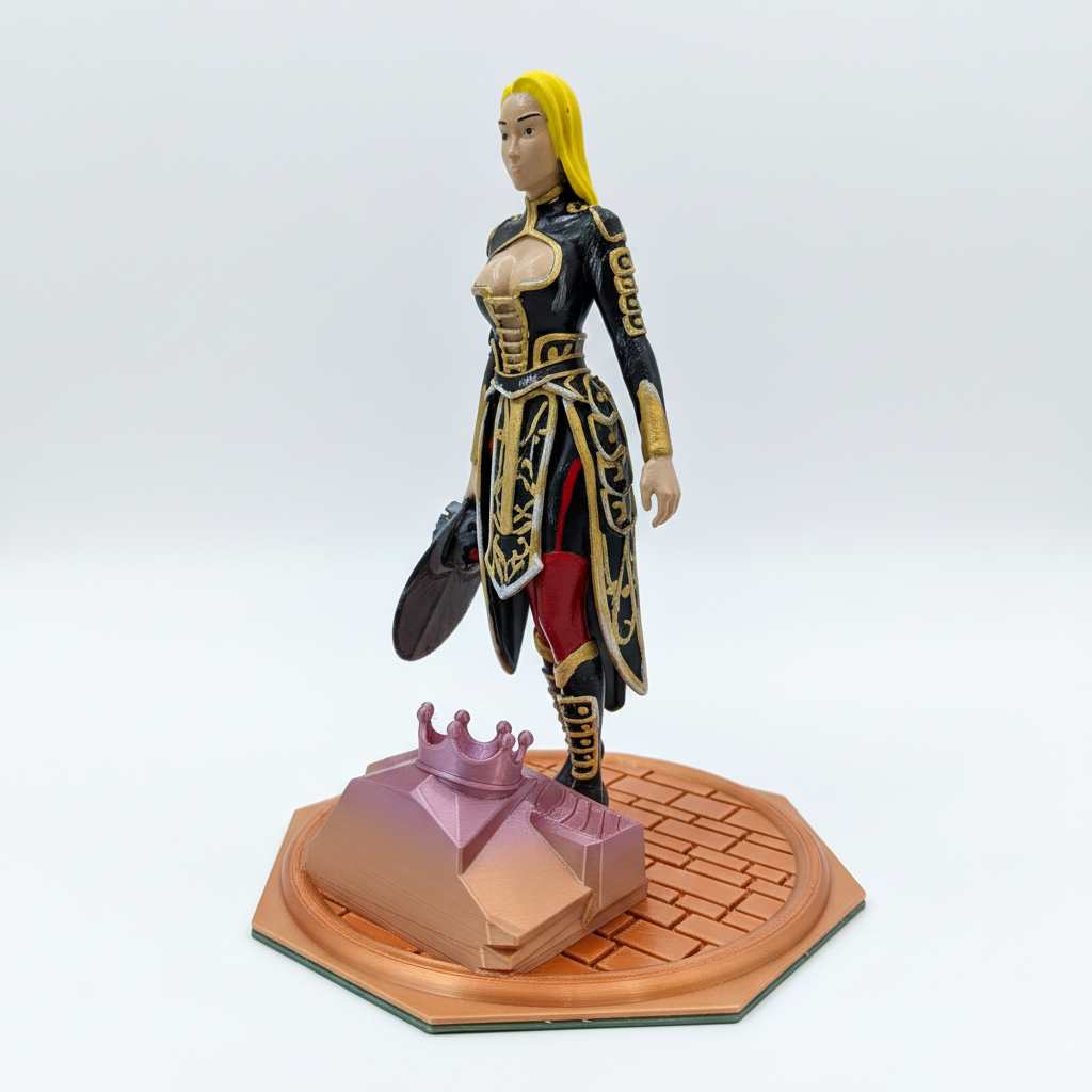 Shaman girl  with black steel armour