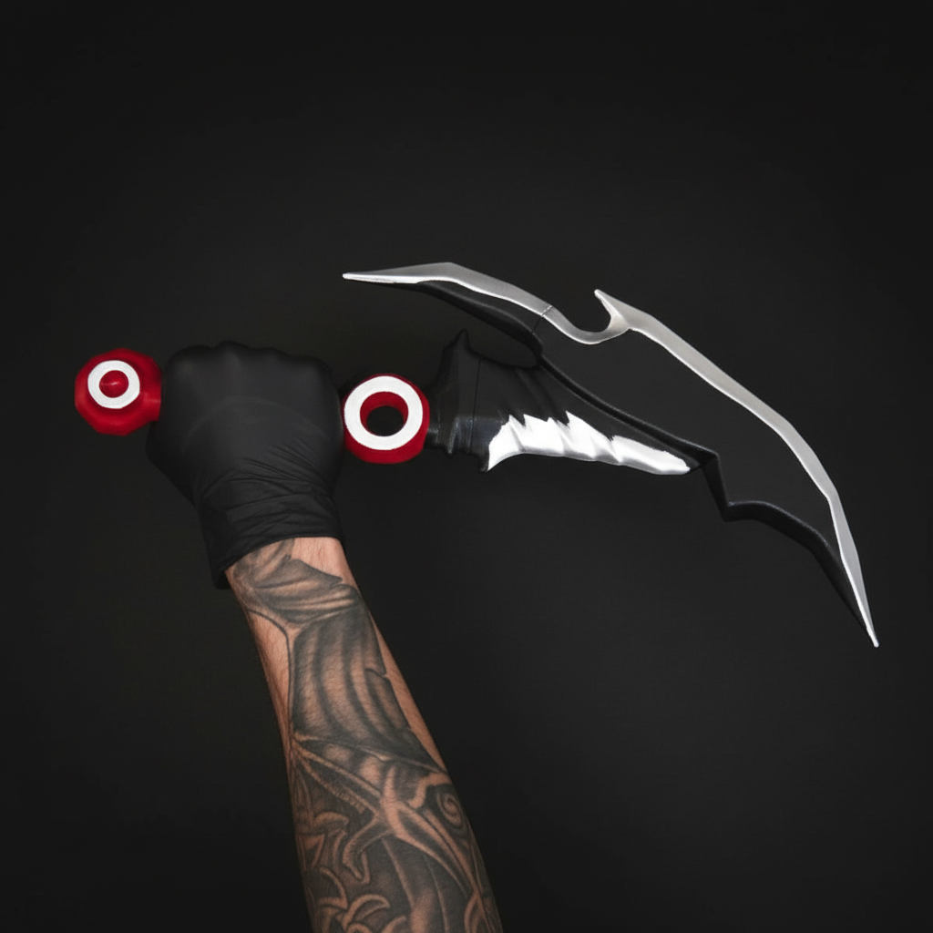 Red knifes with pins