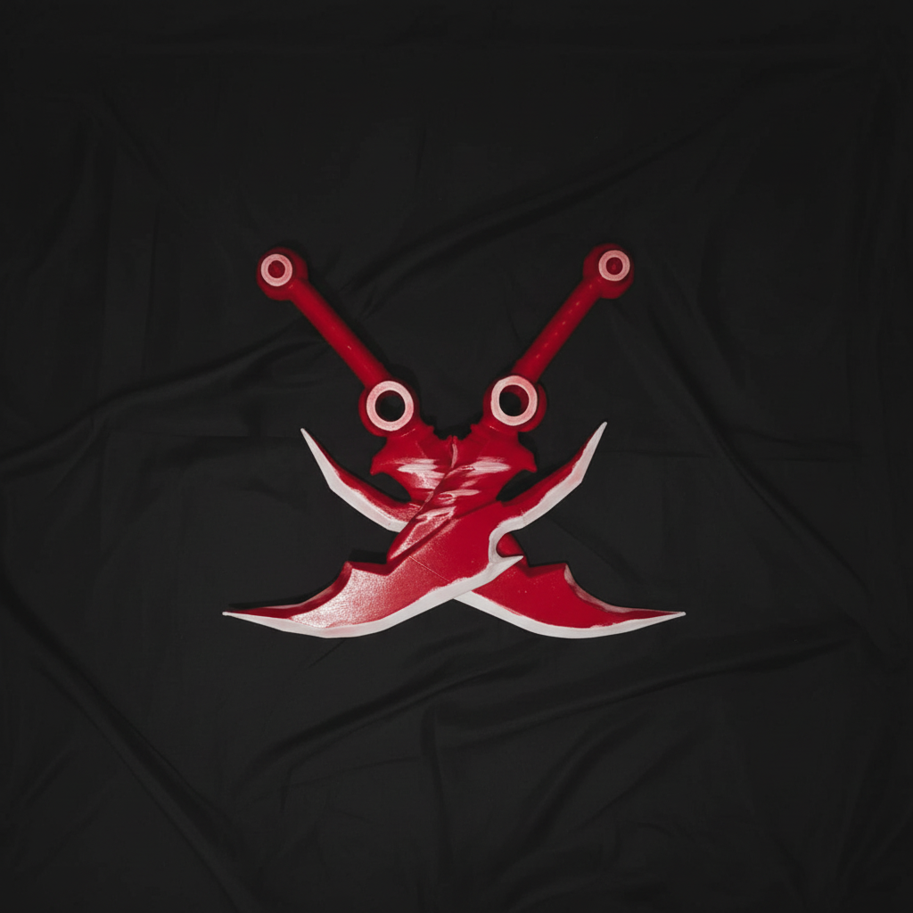 Red knifes with pins